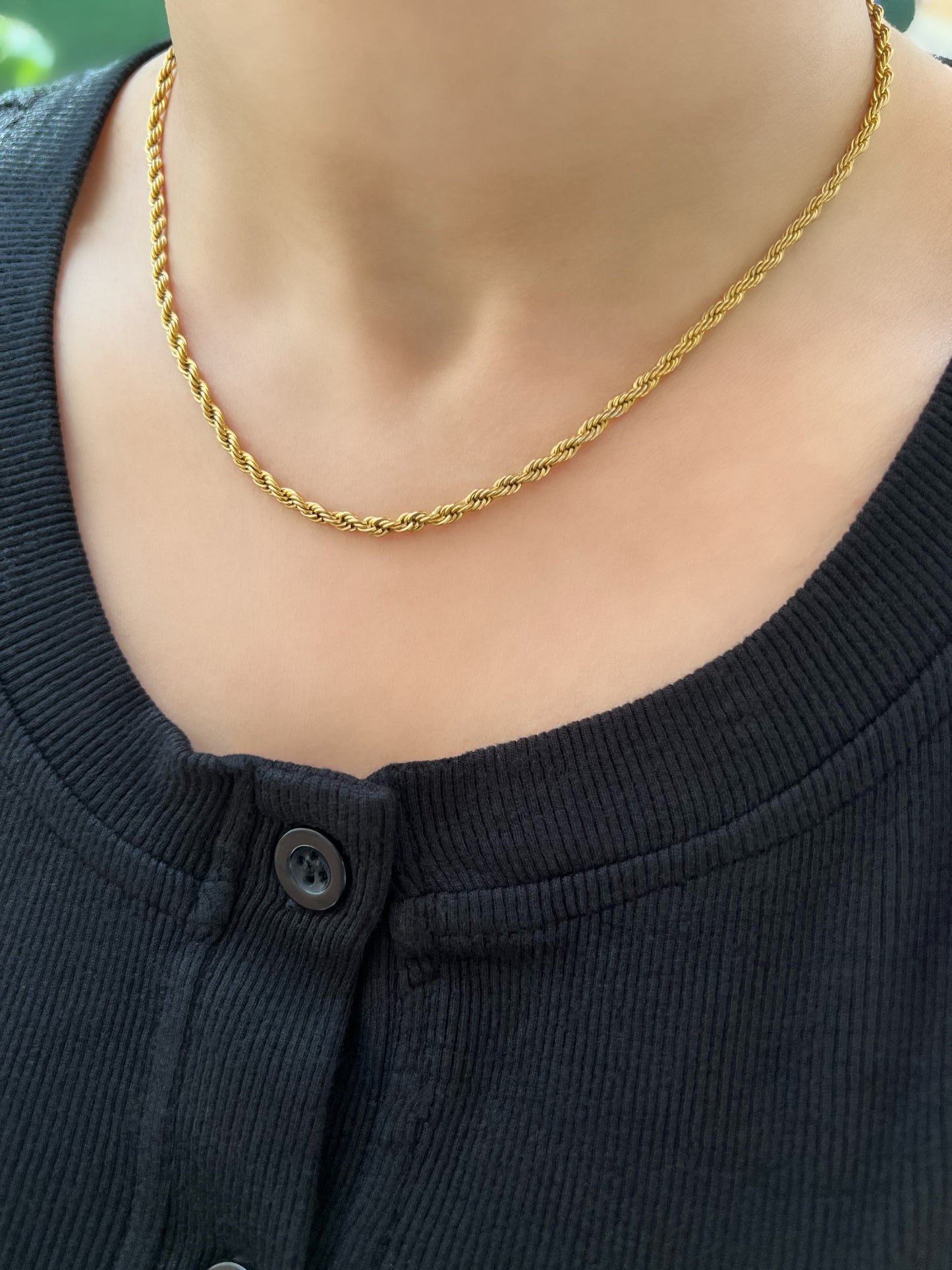 Gold Twist Rope Chain Necklace- 3mm