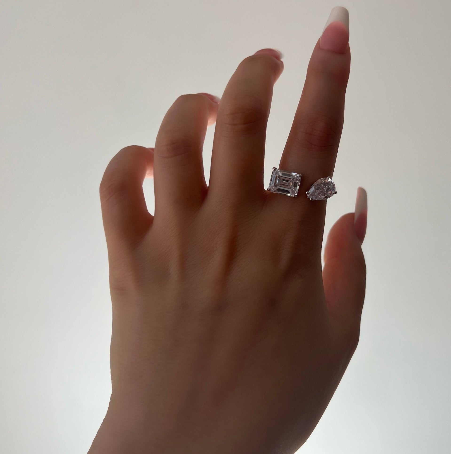 Kylie Resizable Two Stone Sterling Silver Ring