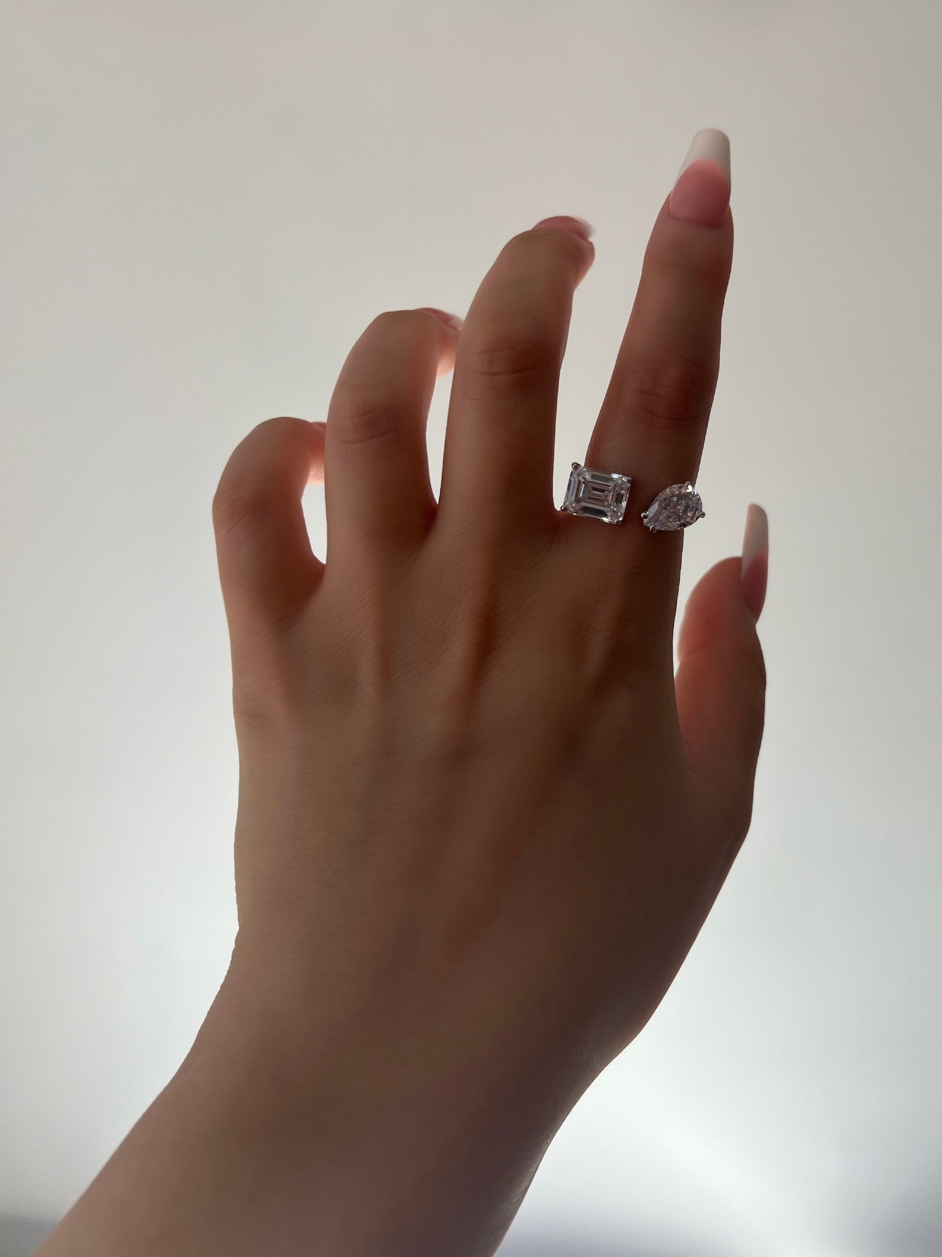 Kylie Resizable Two Stone Sterling Silver Ring