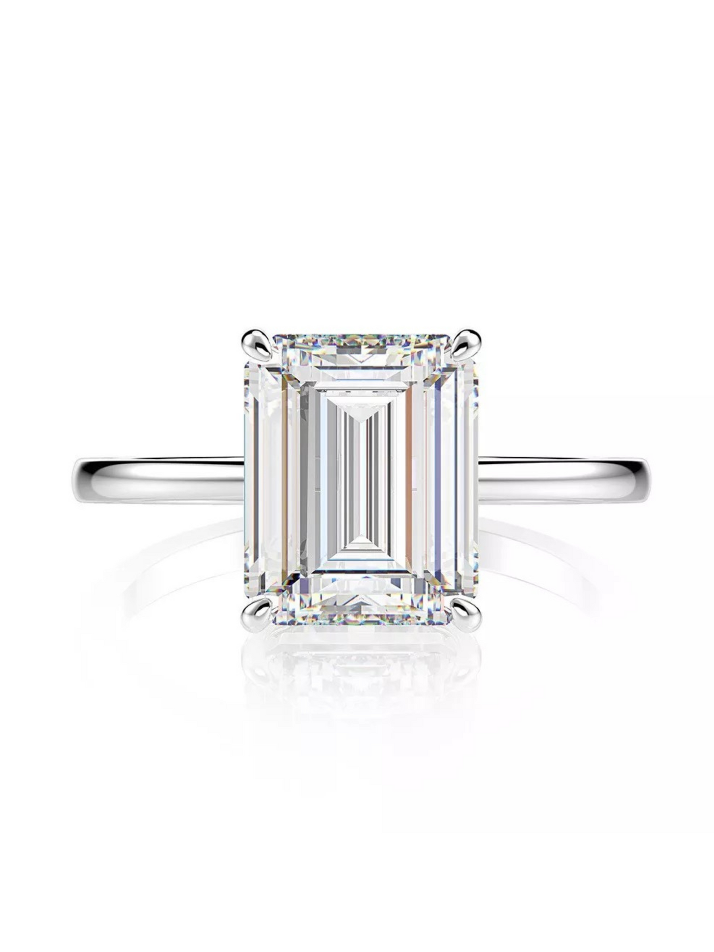 Esmeralda Emerald Cut Sterling Silver Ring