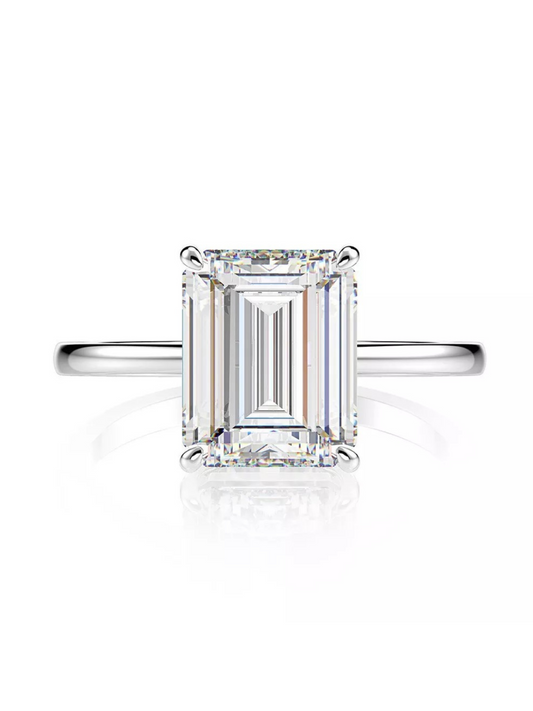 Esmeralda Emerald Cut Sterling Silver Ring
