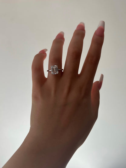 Esmeralda Emerald Cut Sterling Silver Ring