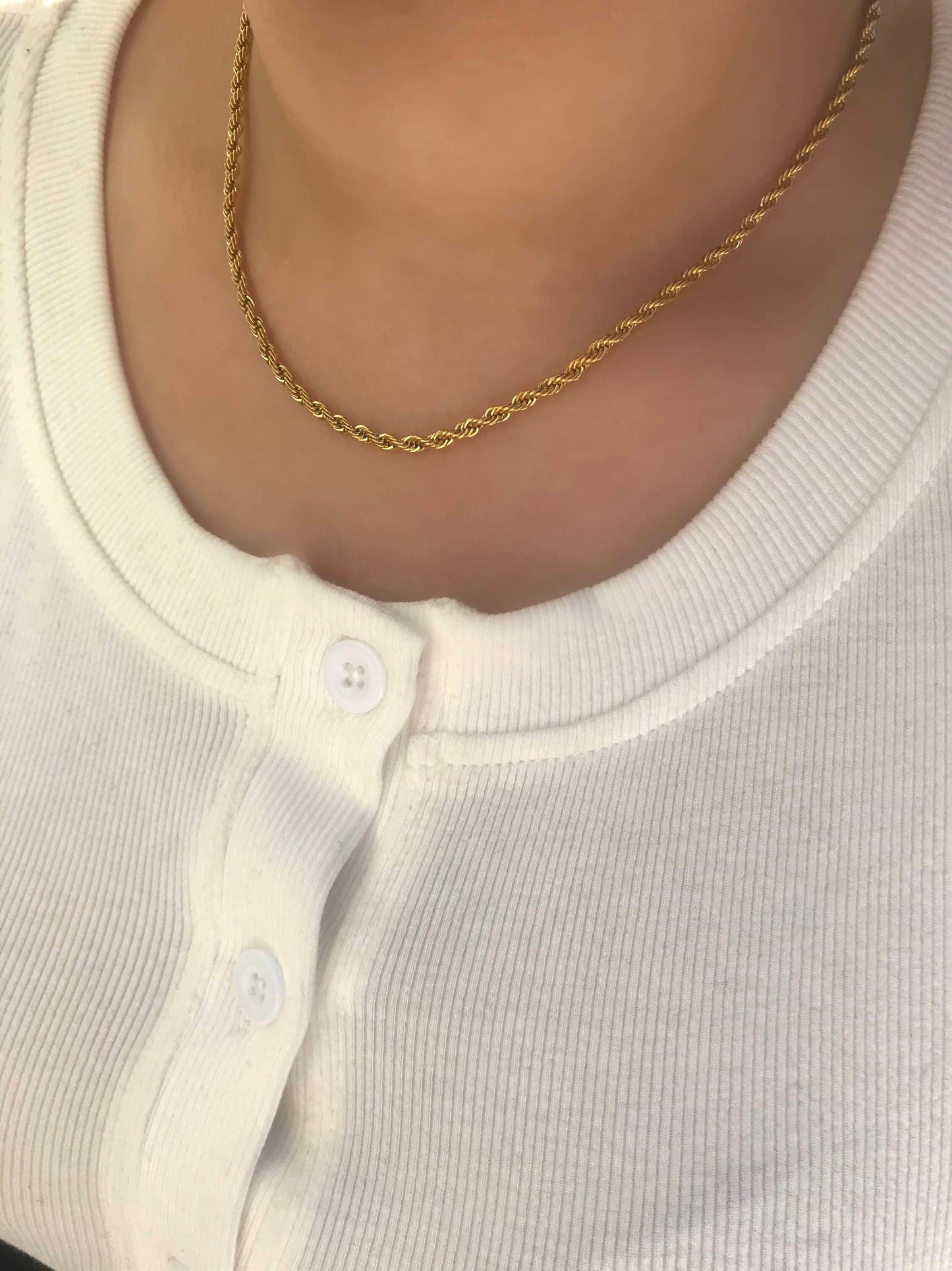 Gold Twist Rope Chain Necklace- 3mm