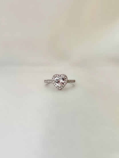 Elina Heart Sterling Silver Halo Ring- Silver