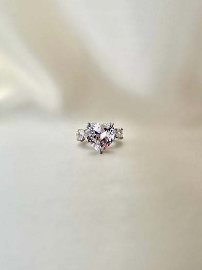 Queen Heart Cubic Zirconia Ring- Silver