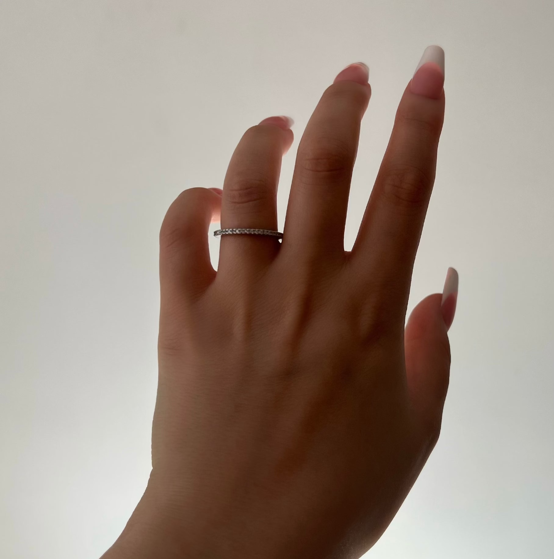 Eternity Pave Band Sterling Silver Ring