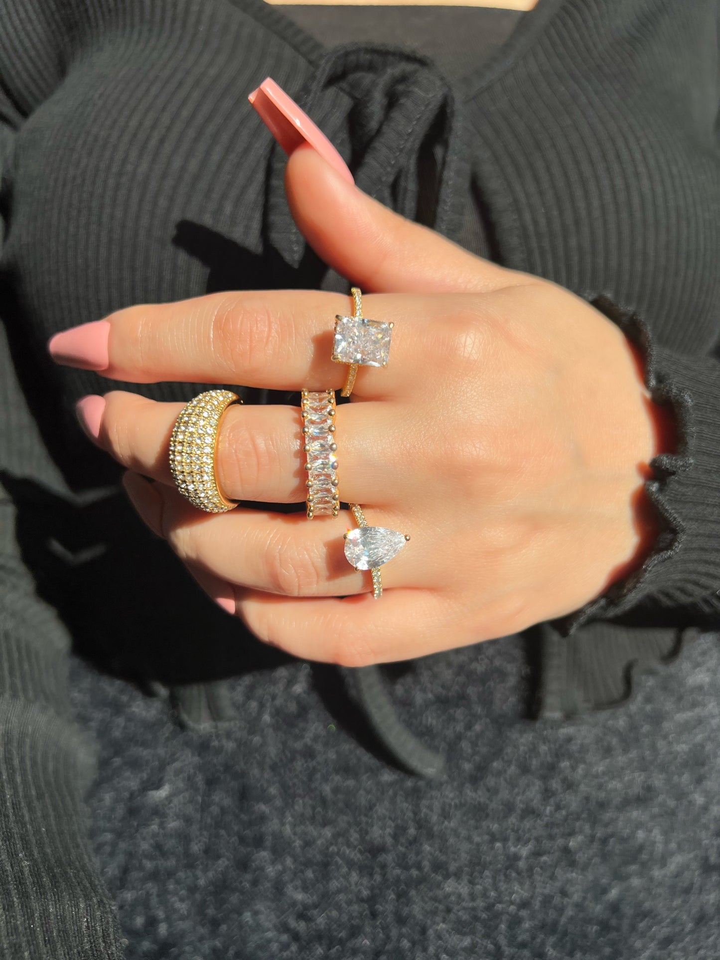 Cecilia Radiant Cut Sterling Silver Ring- Gold