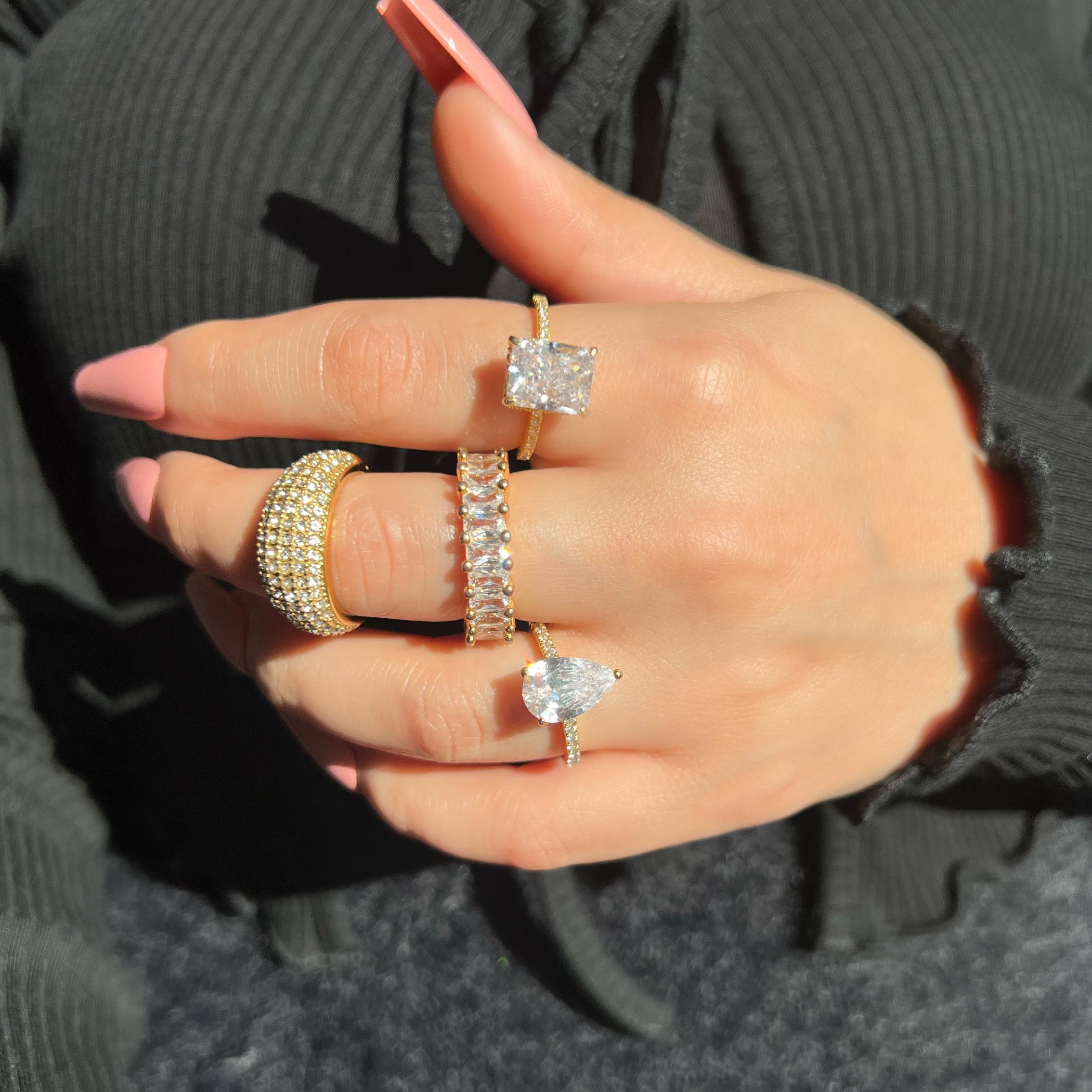 Cecilia Radiant Cut Sterling Silver Ring- Gold