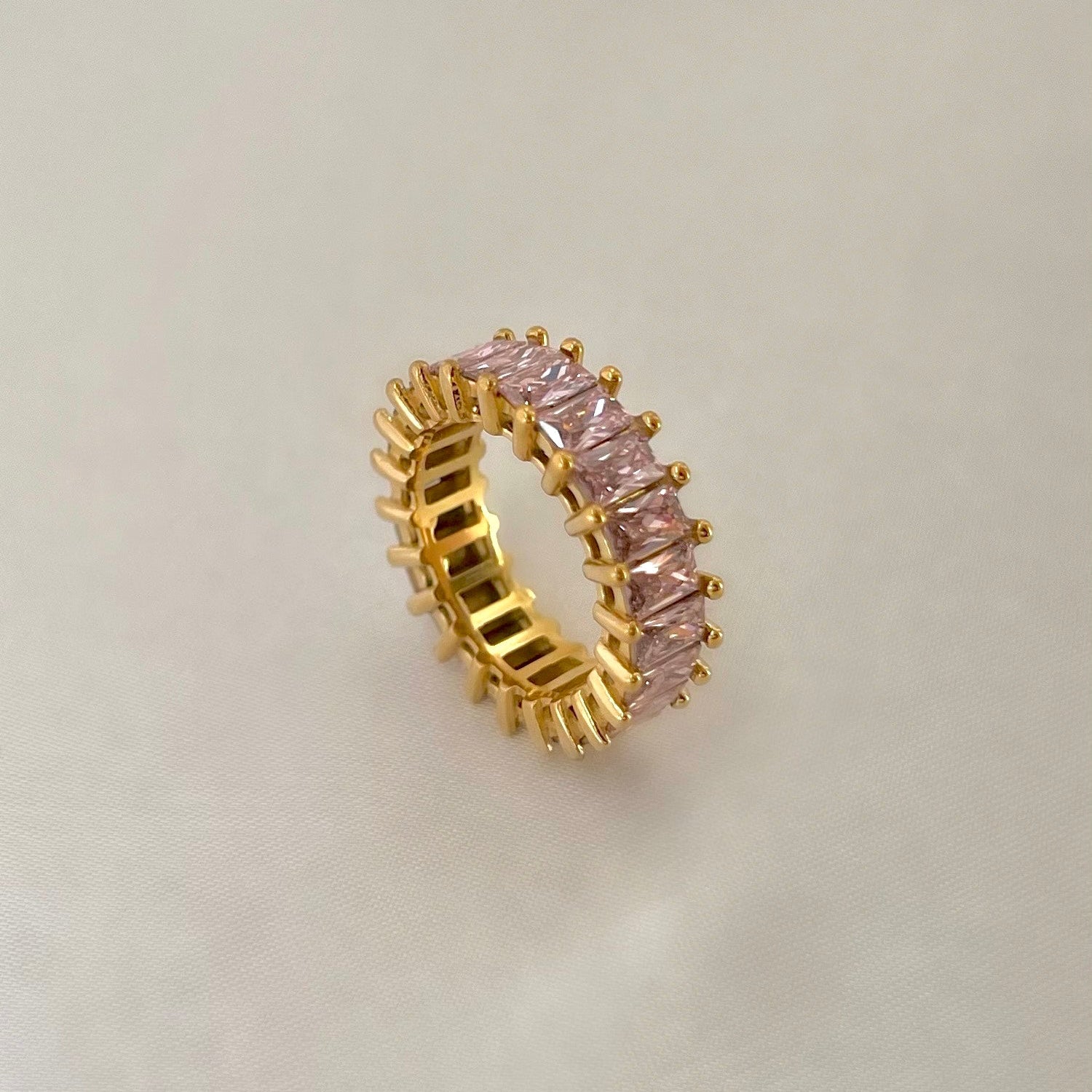 Pink Cubic Zirconia Eternity Band Ring