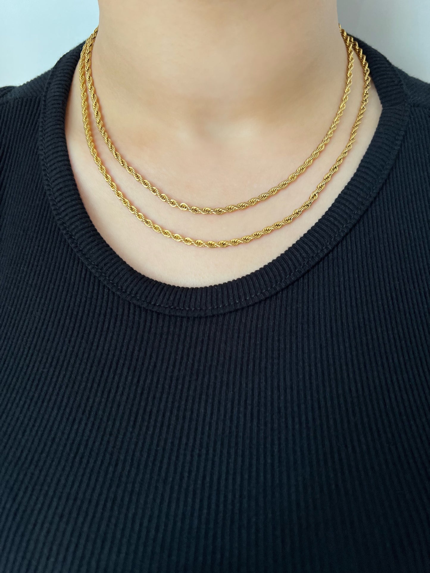 Gold Twist Rope Chain Necklace- 3mm