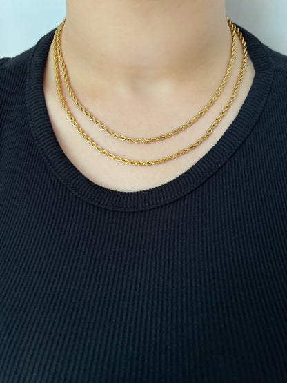 Gold Twist Rope Chain Necklace- 3mm