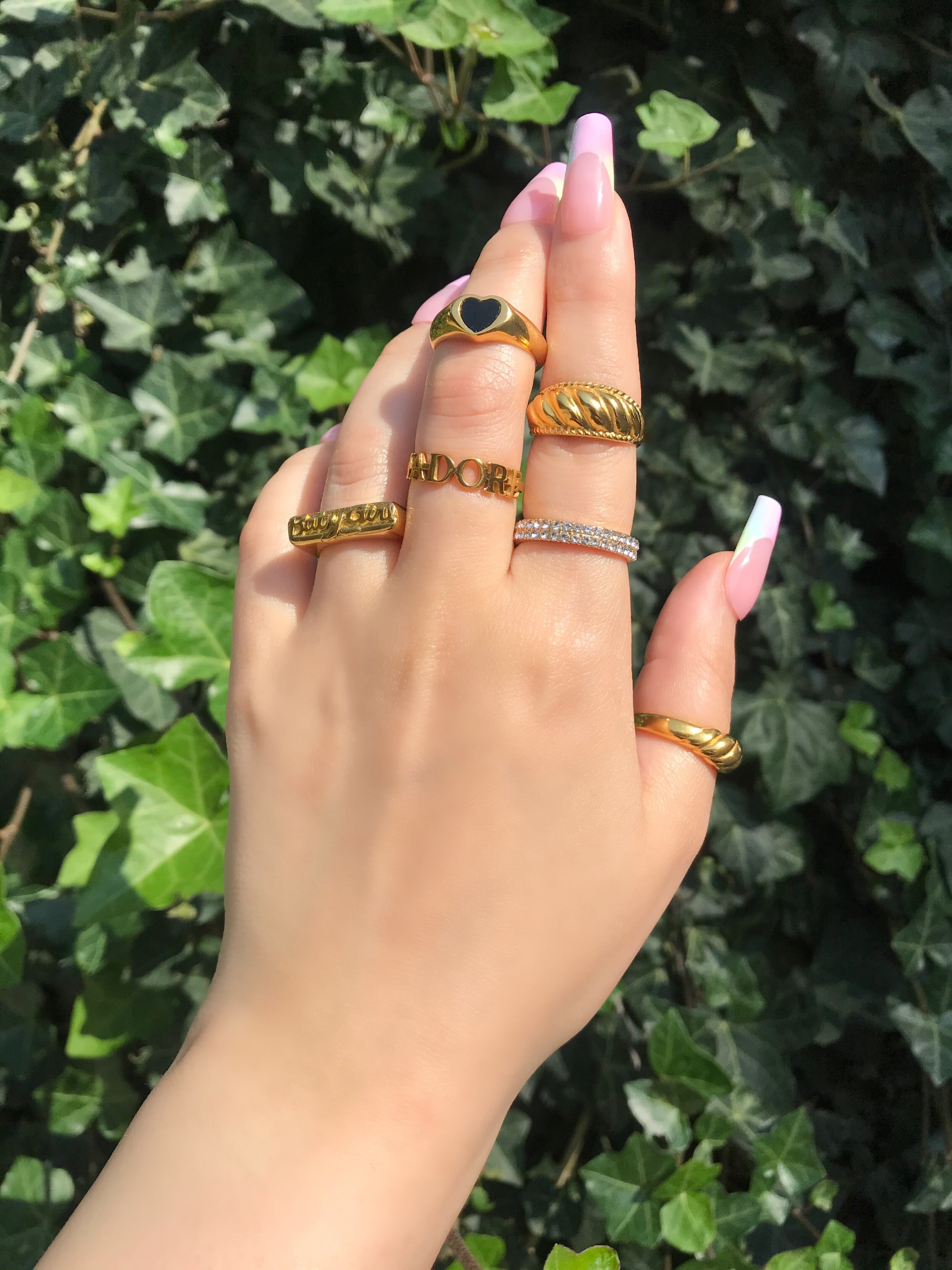 Havana Gold Ridged Croissant Ring