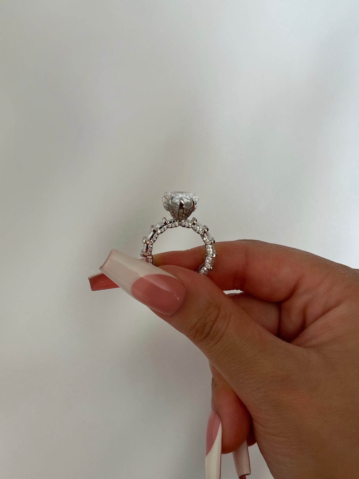 Pear Cut Baguette Ring- Silver