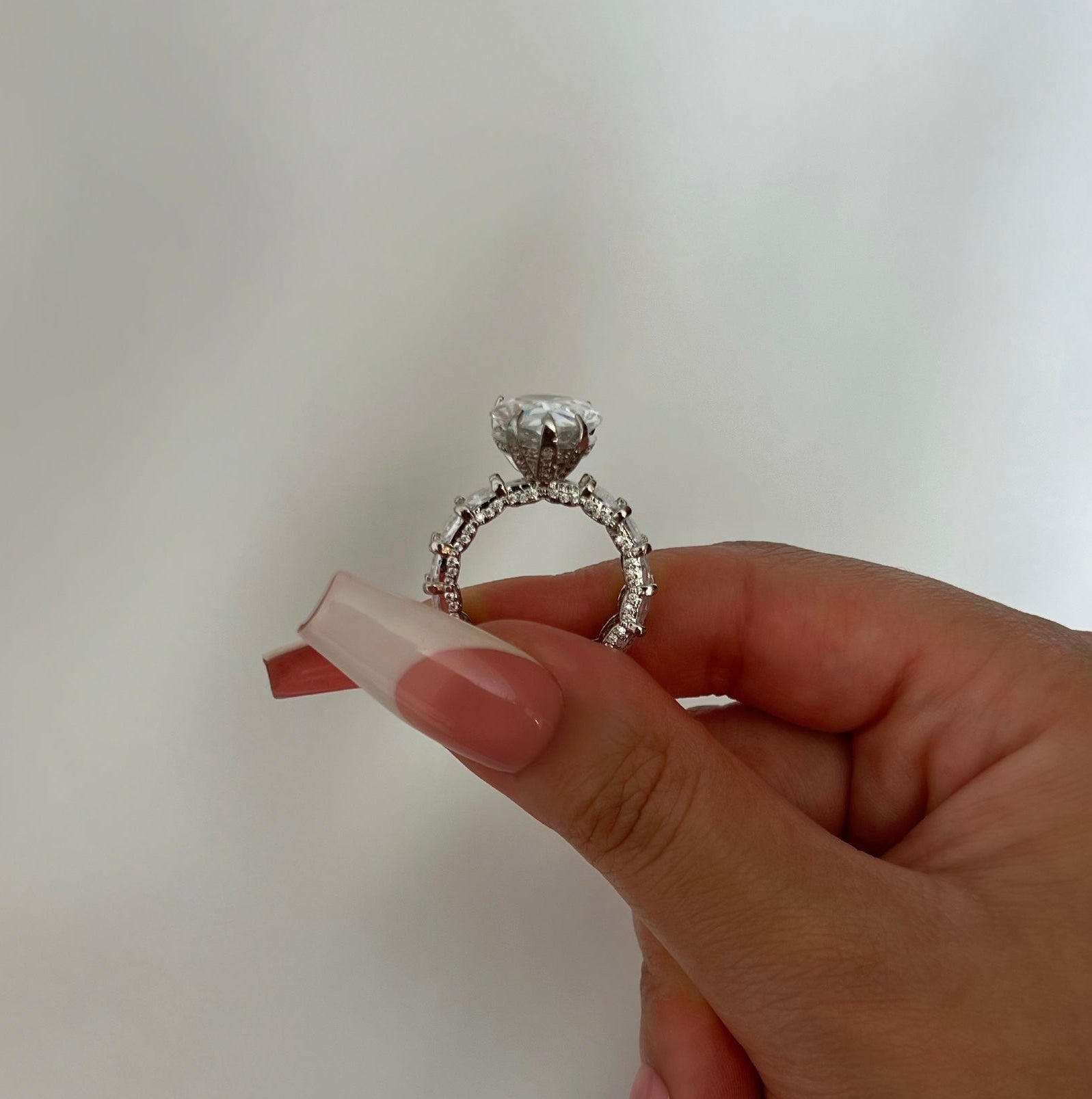 Pear Cut Baguette Ring- Silver