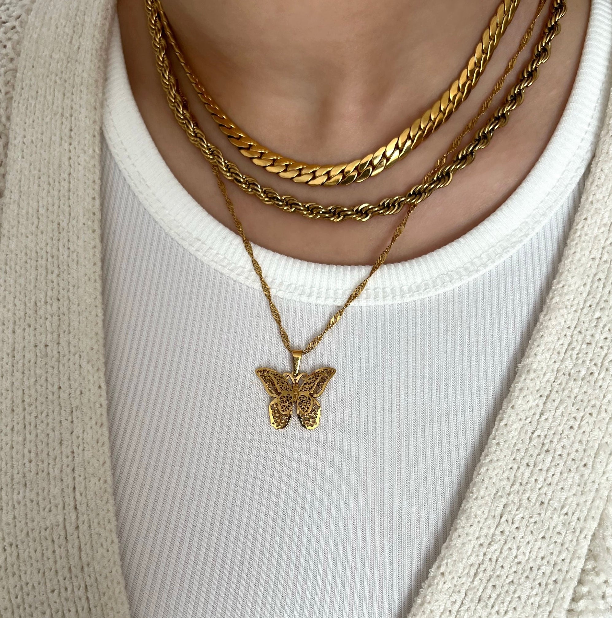 Butterfly Gold Pendant Necklace