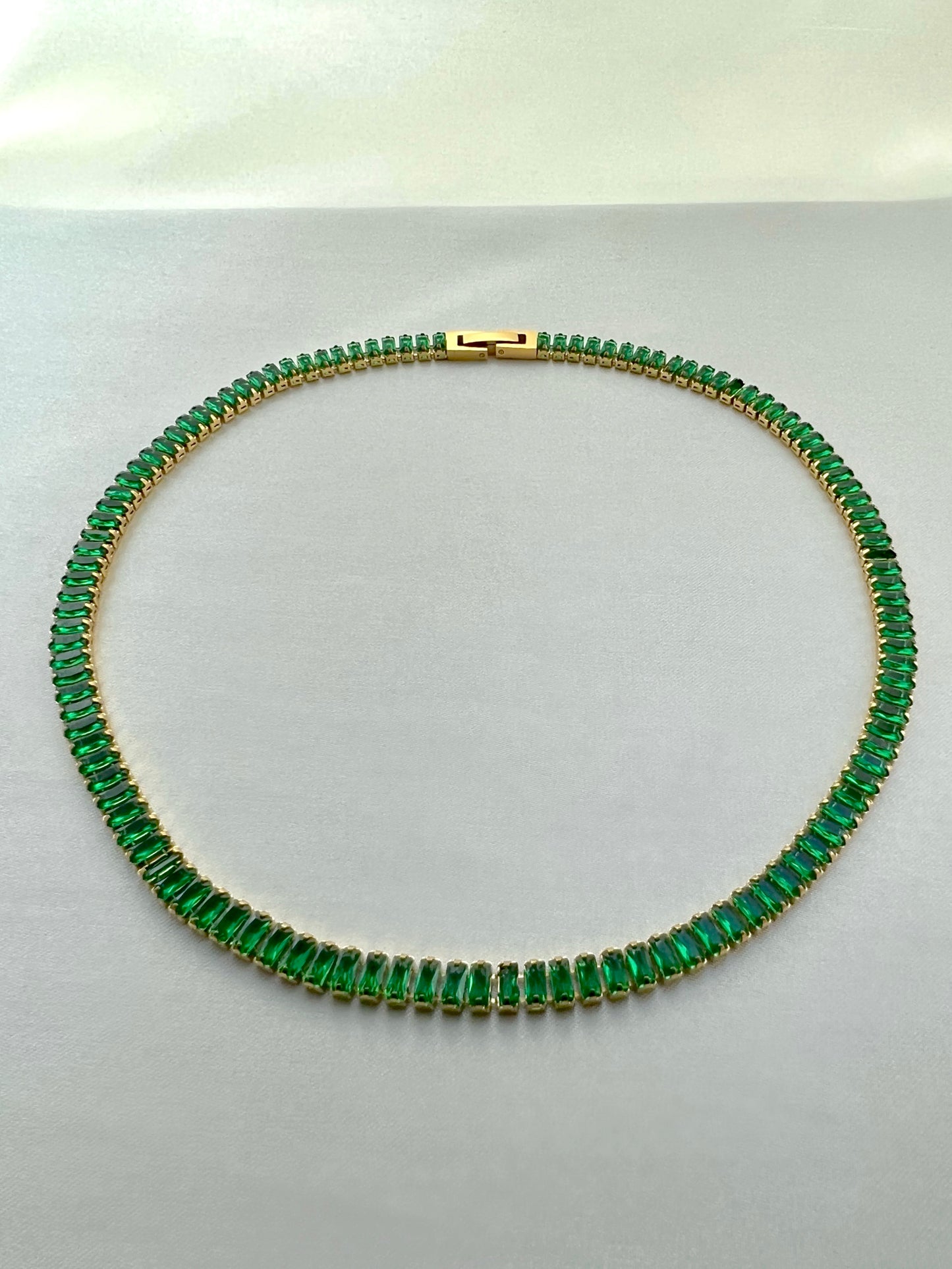 Cubic Zirconia Baguette Tennis Necklace