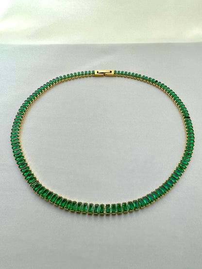 Cubic Zirconia Baguette Tennis Necklace