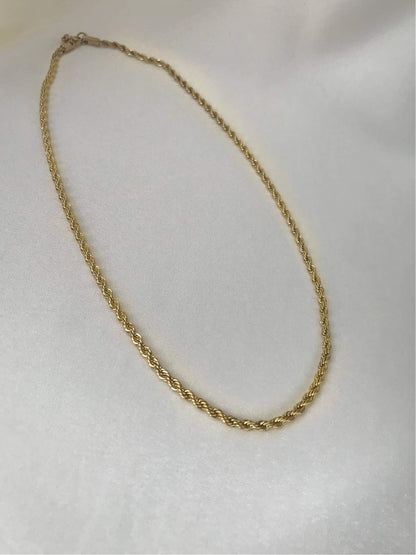 Gold Twist Rope Chain Necklace- 3mm