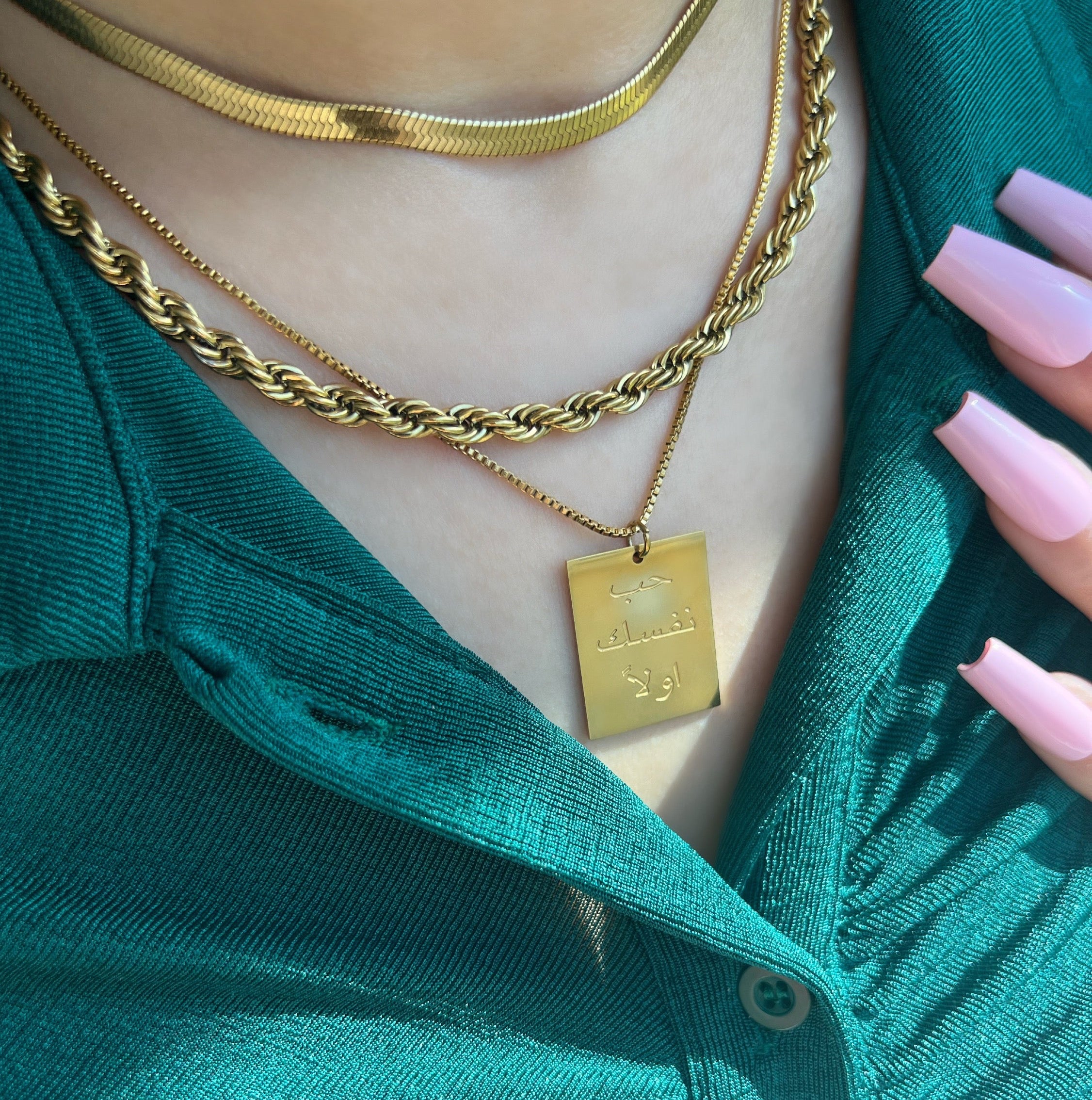 ‘Love Yourself First’ Arabic Pendant Necklace