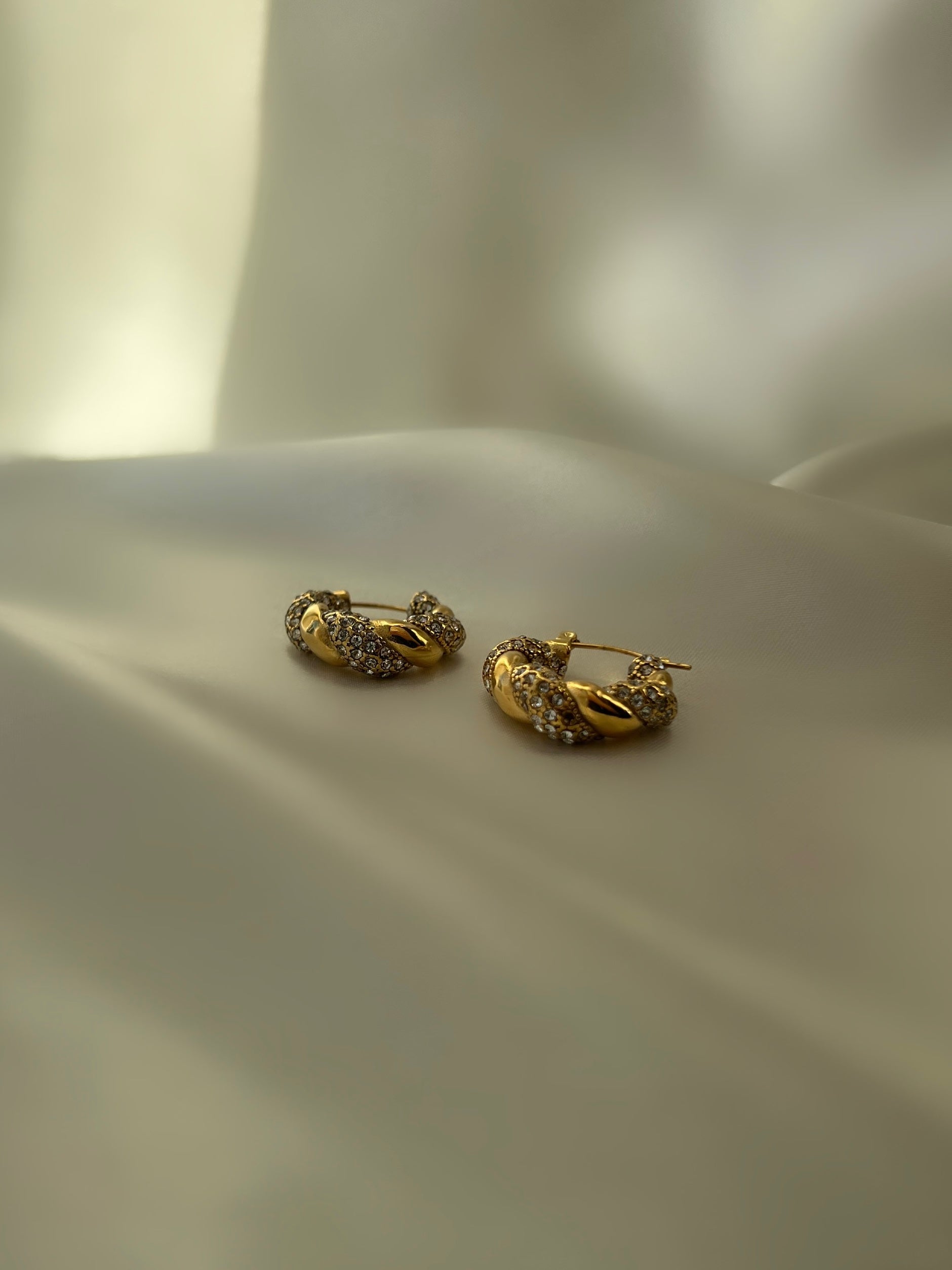 Enya Twist Pave Hoop Earrings