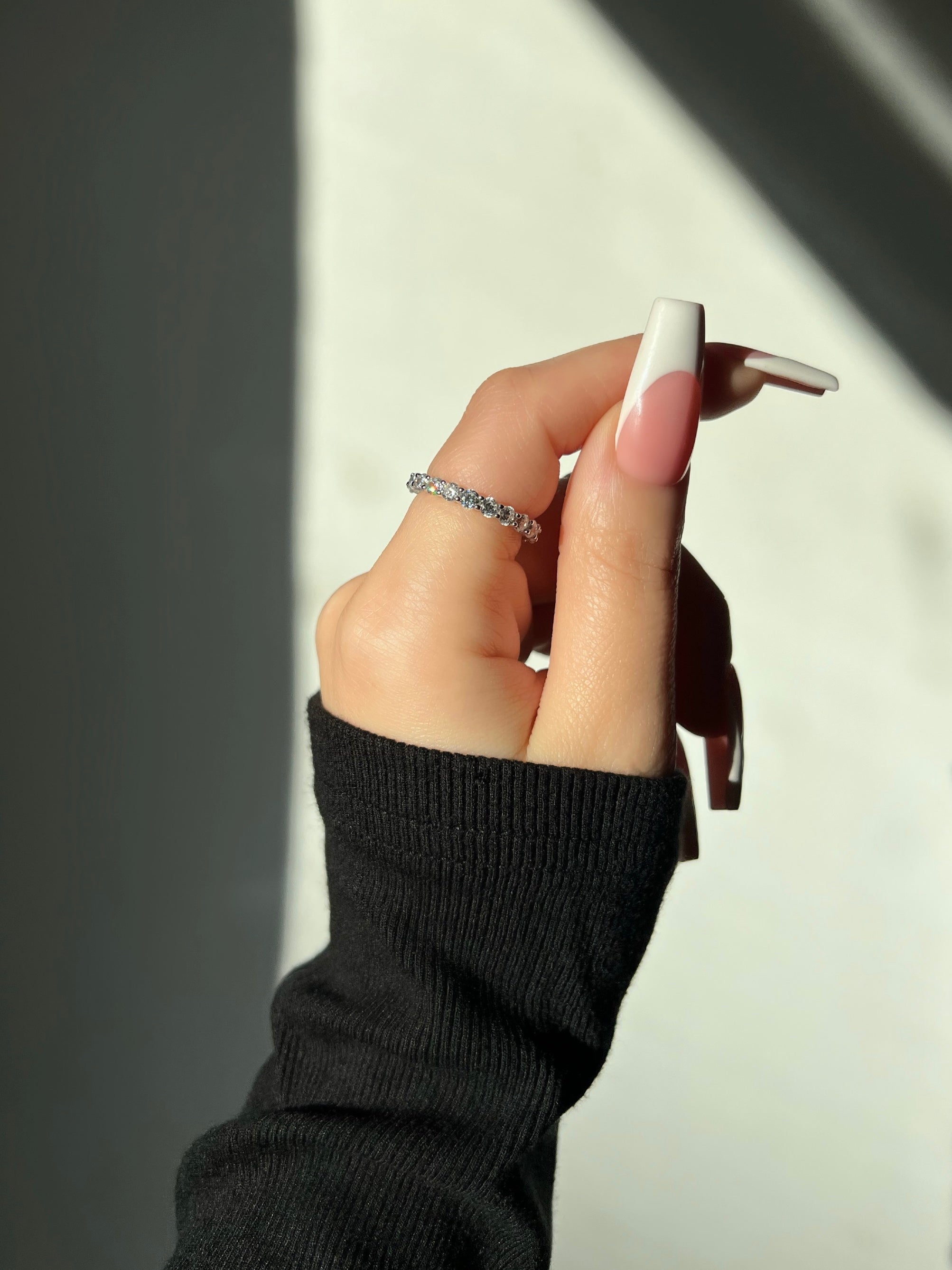 Eva Round Cut Eternity Band Sterling Silver Ring- Silver (Pre-Order)