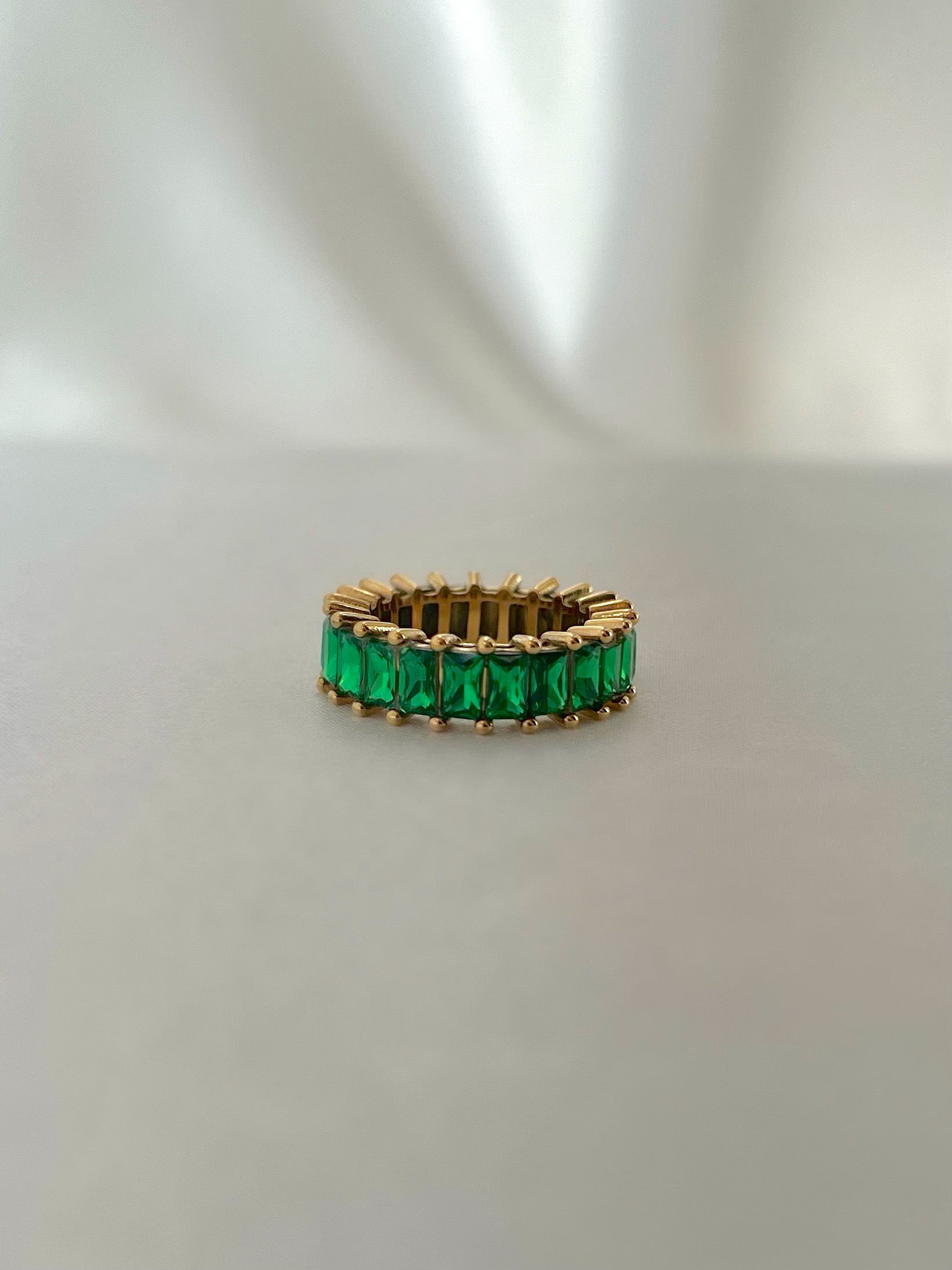 Emerald Green Cubic Zirconia Eternity Band Ring