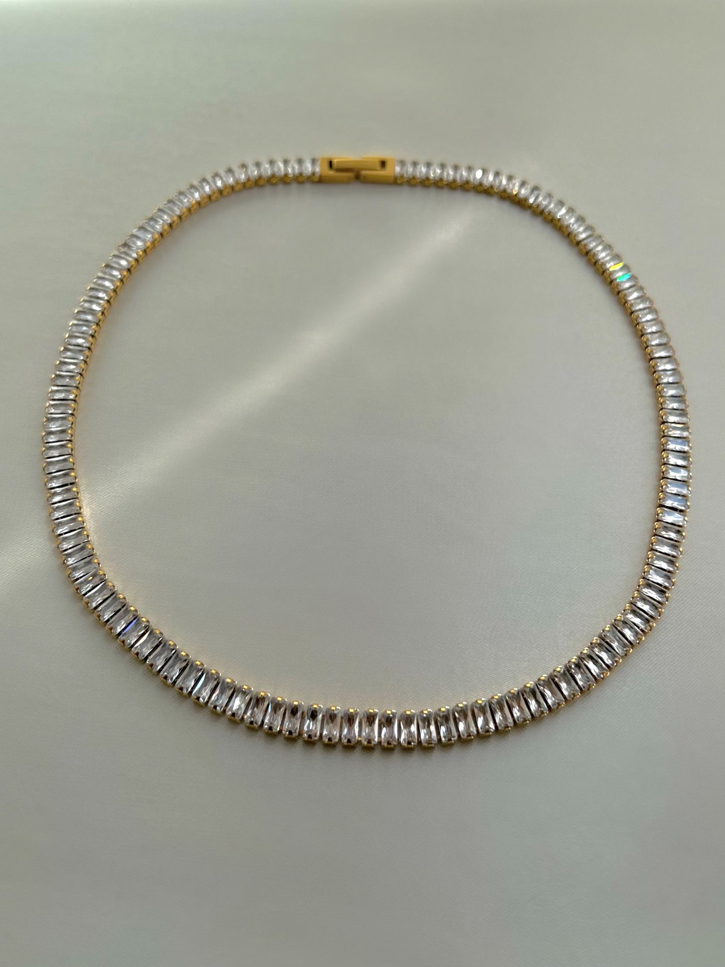Cubic Zirconia Baguette Tennis Necklace