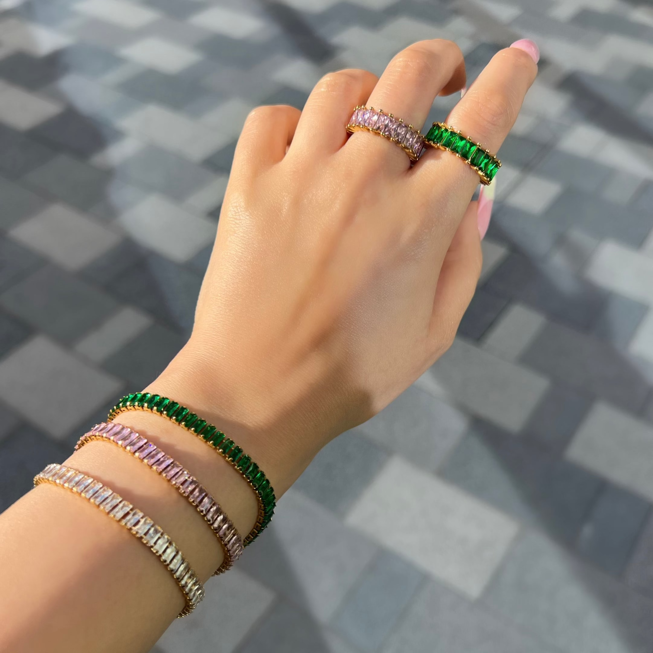 Pink Cubic Zirconia Eternity Band Ring