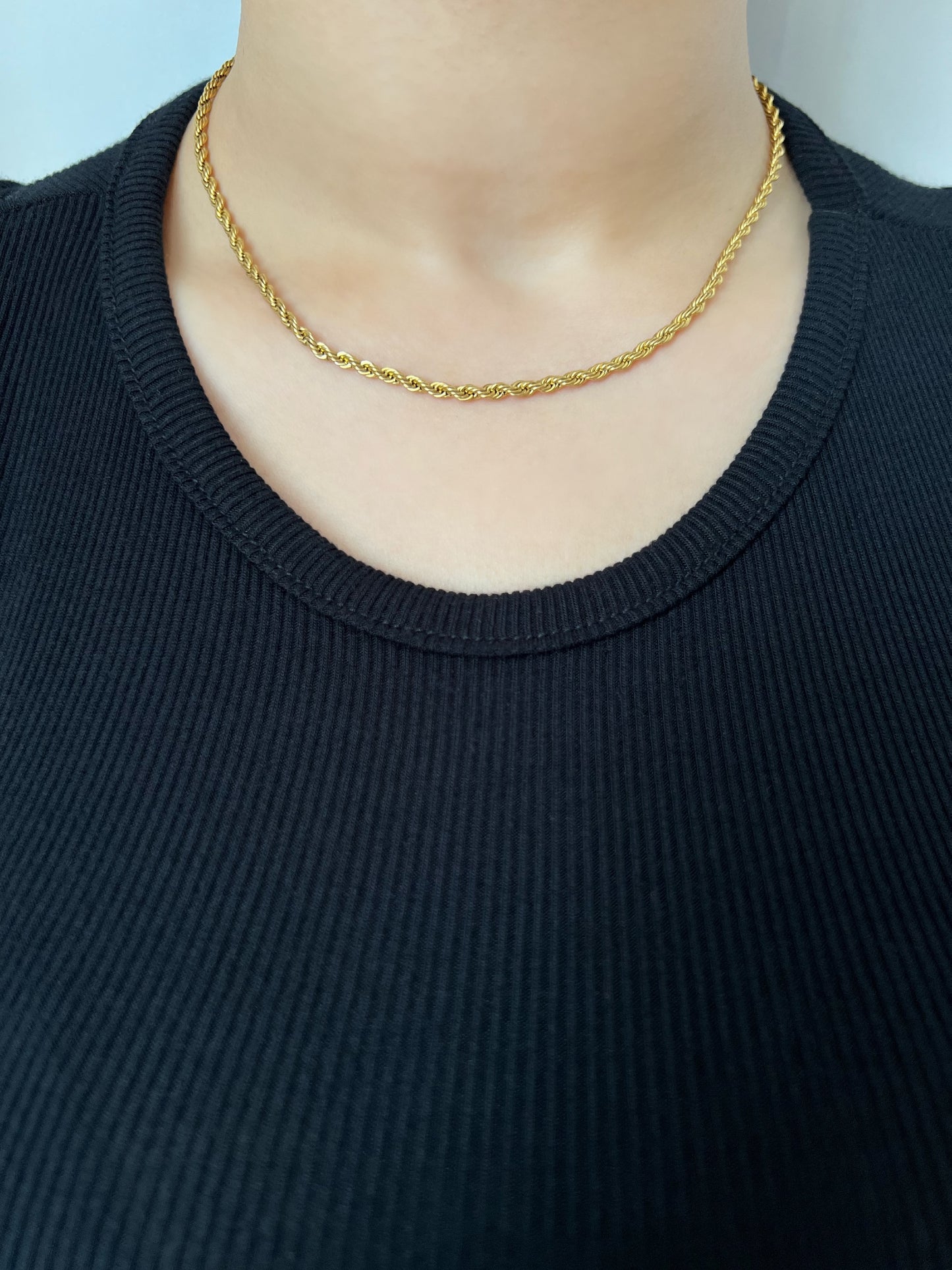 Gold Twist Rope Chain Necklace- 3mm