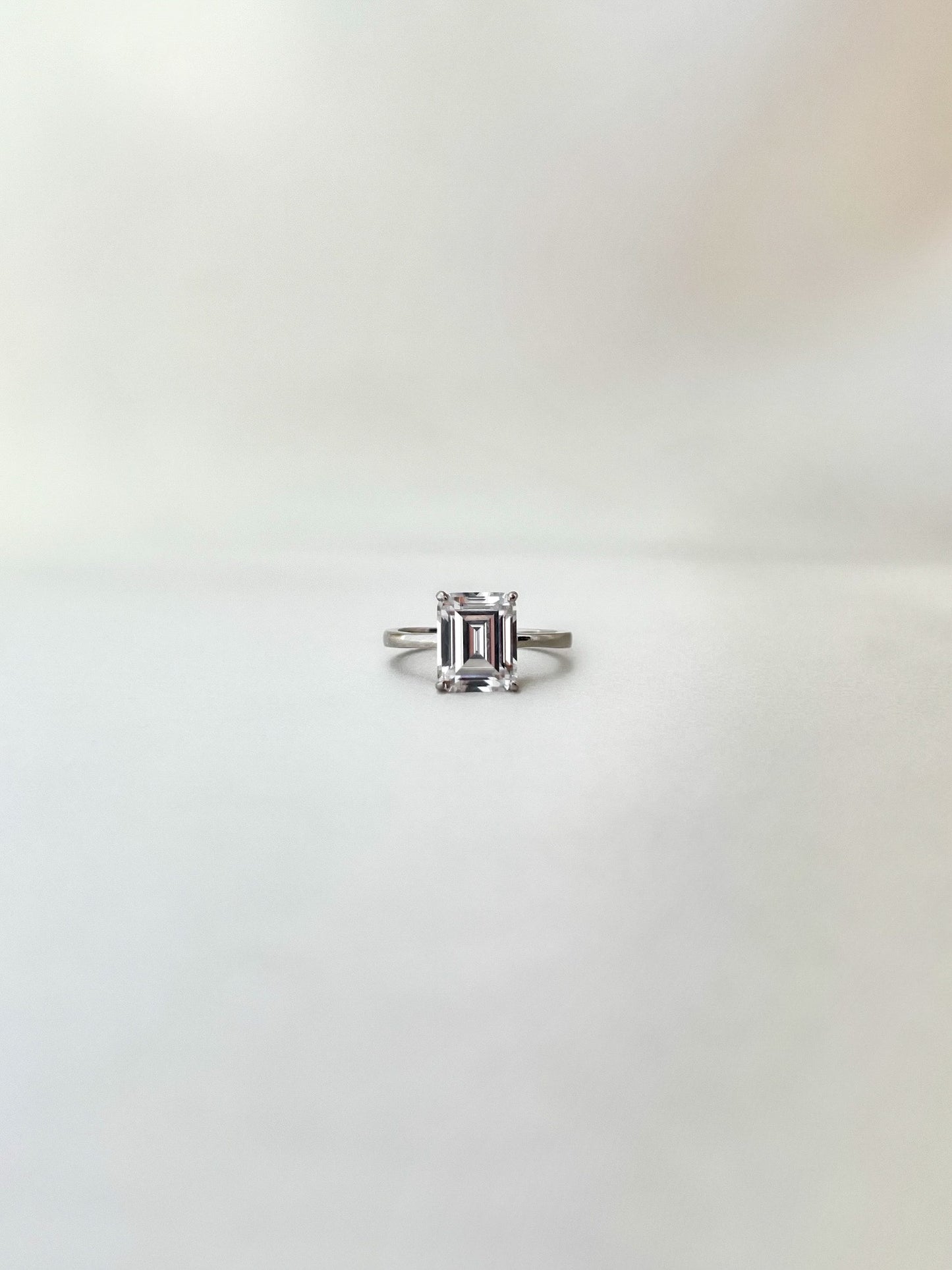 Esmeralda Emerald Cut Sterling Silver Ring