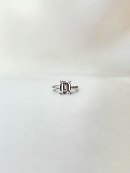Esmeralda Emerald Cut Sterling Silver Ring