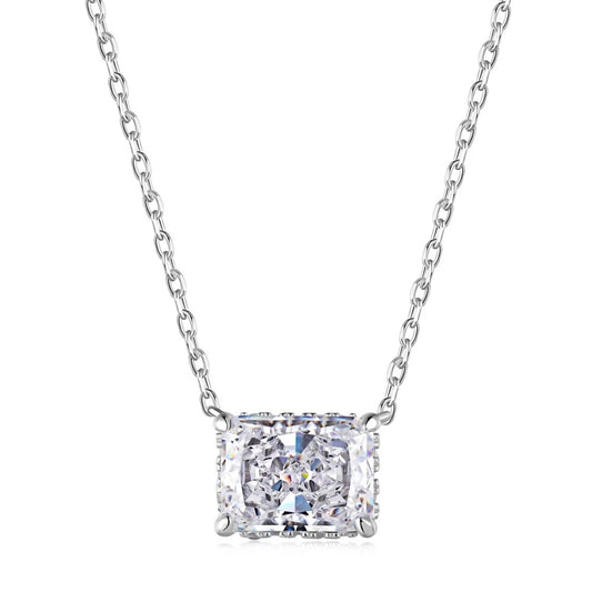 Léna Radiant Cut Sterling Silver Pendant Necklace (Pre-Order)