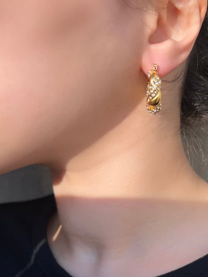 Enya Twist Pave Hoop Earrings