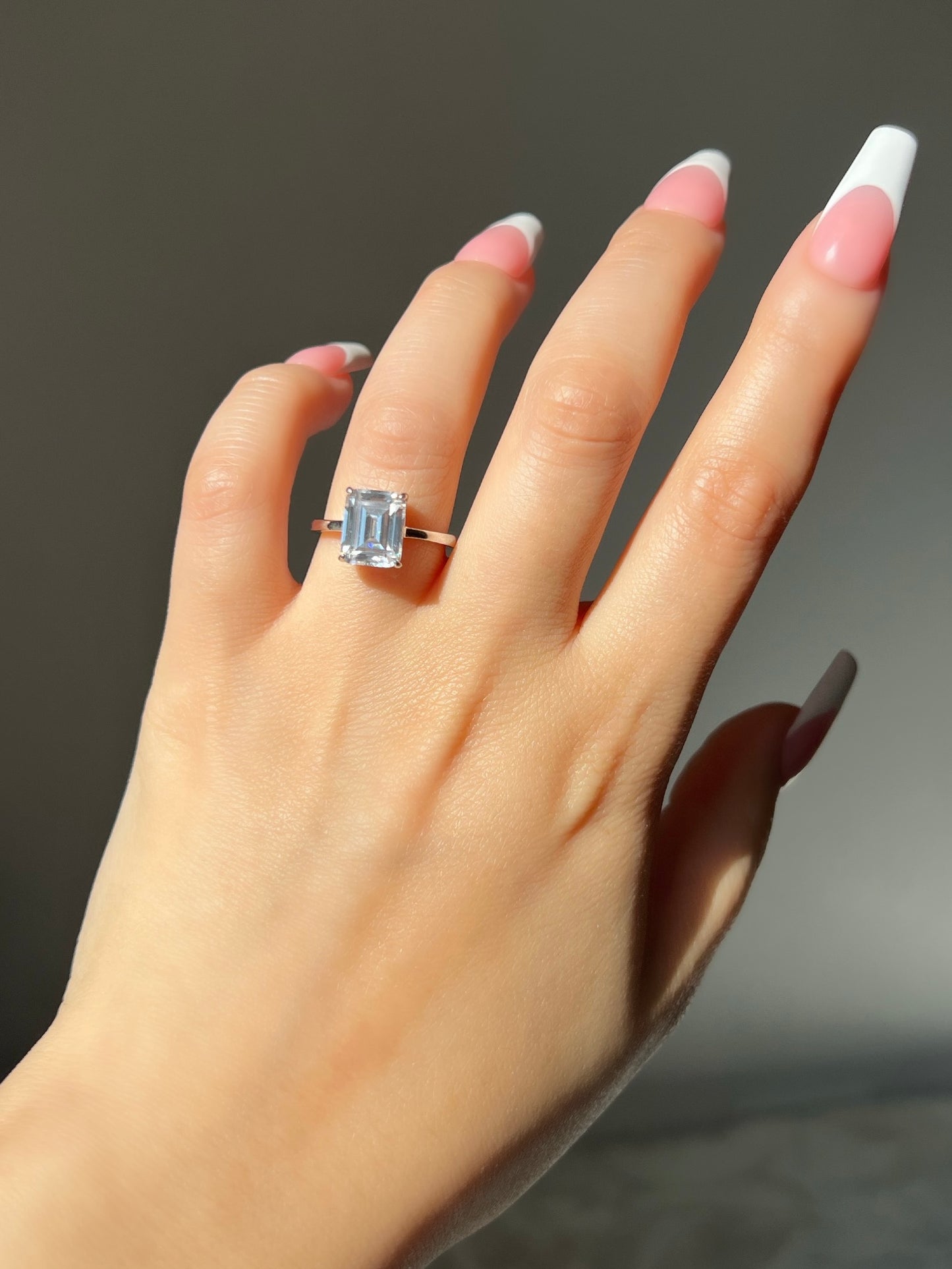 Esmeralda Emerald Cut Sterling Silver Ring