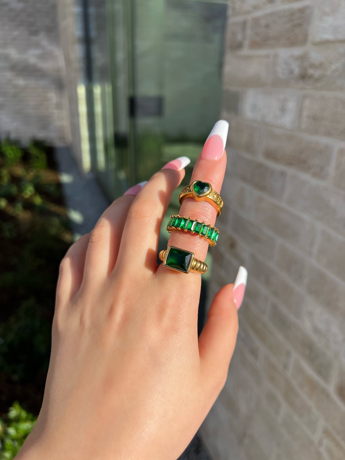 Emerald Green Cubic Zirconia Eternity Band Ring