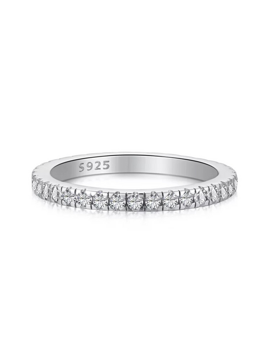 Eternity Pave Band Sterling Silver Ring