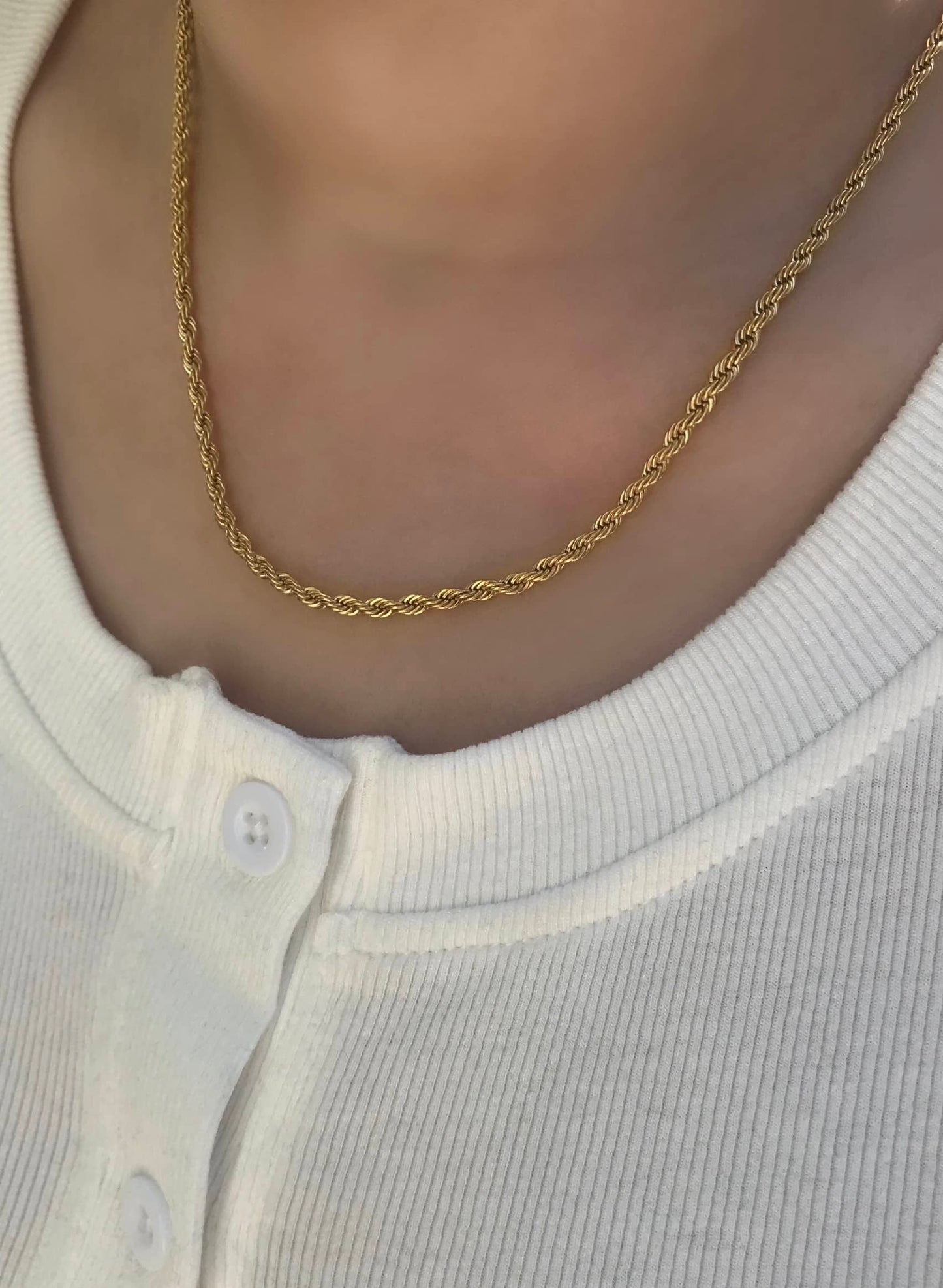 Gold Twist Rope Chain Necklace- 3mm