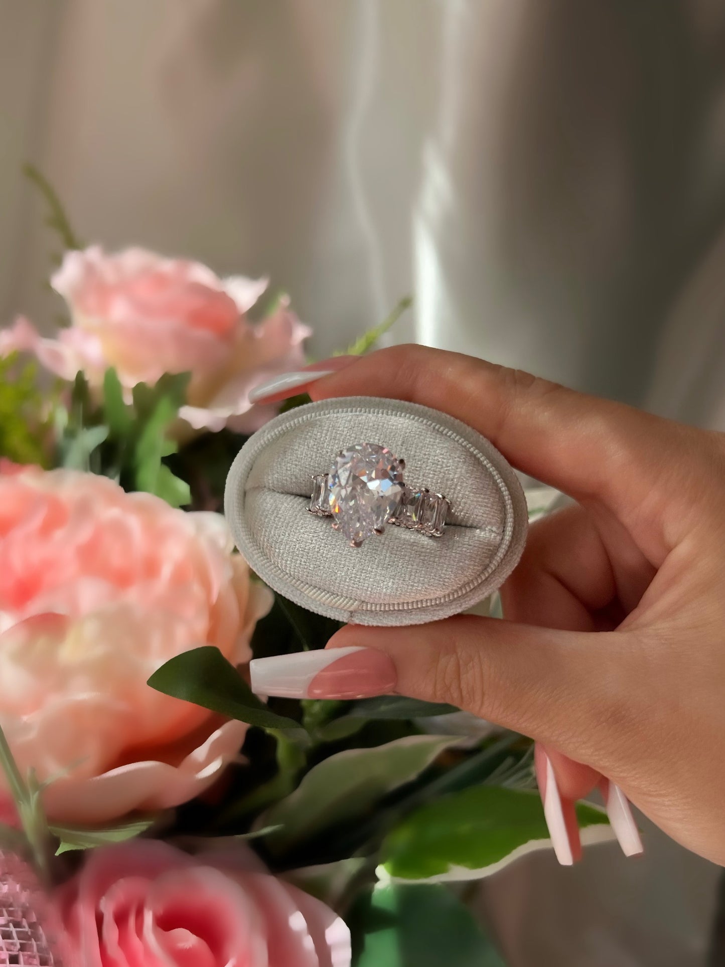 Pear Cut Baguette Ring- Silver