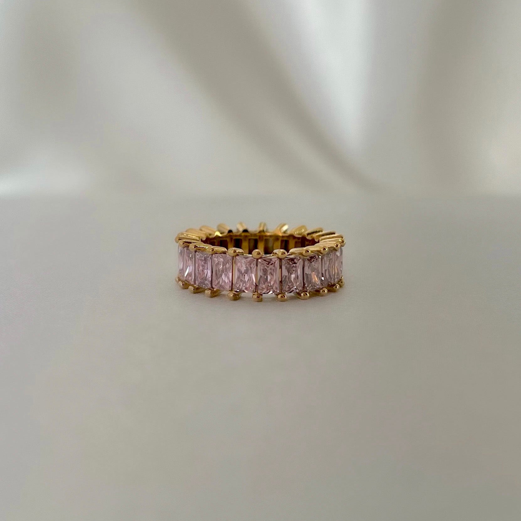Pink Cubic Zirconia Eternity Band Ring